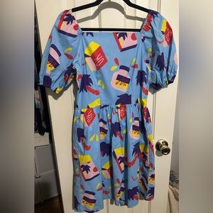 Nooworks Eliza Dress in Snacks print